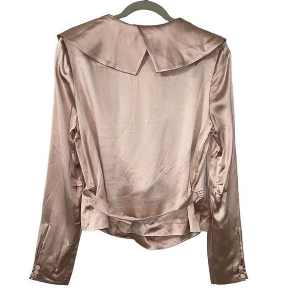 GRFRLND Revolve Rose Pink Ruffle Neck Top/Blouse (Size Medium) - Picture 3 of 7